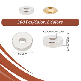 PH PandaHall 600pcs Heishi Beads, 5mm Flat Round Beads Flat Disc Coin CCB Loose Beads Rondelle Spacer Beads for Bracelet Necklace Jewellery Making, Gold & Platinum