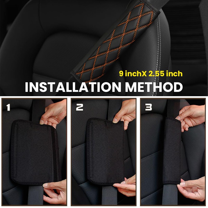 Bittwee Car Seat Belt Pads, 2PCS Leather Seatbelt Covers Protect