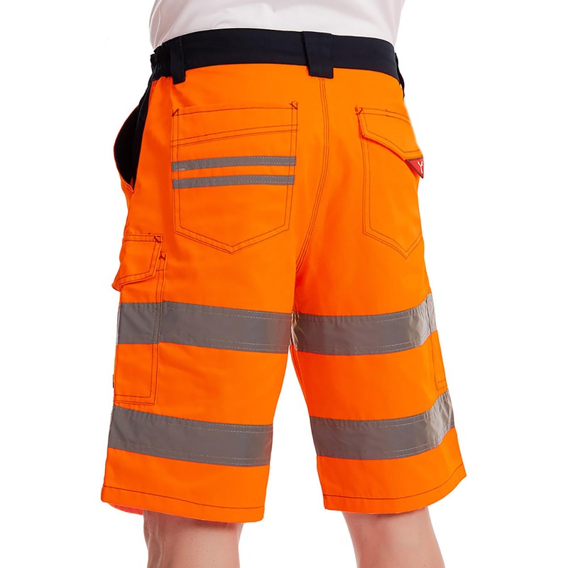 Mivaro Men's Work Shorts with Reflective Stripes in Signal Colours,