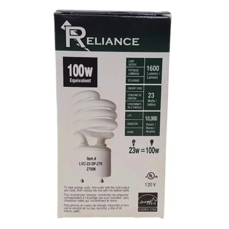 Reliance 4 Reliance 23W GU24 CFL Spiral Light Bulb 2700K