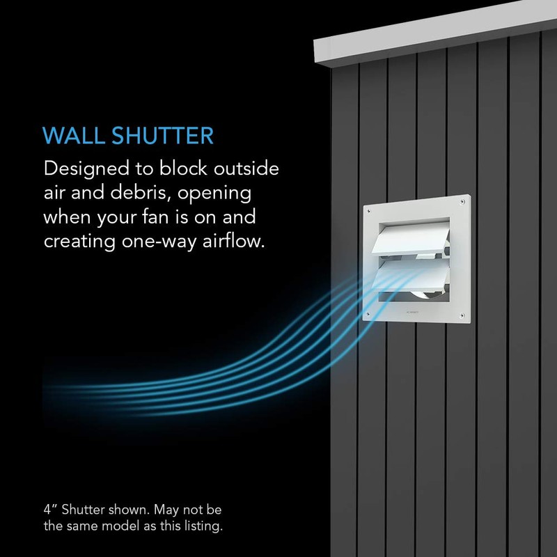 AC Infinity Wall Mount Duct Shutter, 4” Outdoor Louver Gable