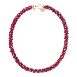 Firstmeet Gorgeous Handmade Glass Beads Strand Necklace Court-style Choker necklace(XL-1296-Red Sparkle)