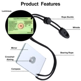 Jetec 2 Pieces Survival Reflective Mirror 2 x 3 Inch Send Remotely PFD Mirrors Outdoor Survival Technologies Small Signal Mirror for Backpacking