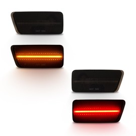 VIPMOTOZ 4PCs Full LED Front Amber + Rear Red Side Marker Lights Lamps Compatible With 2021-2024 Ford Bronco Sport First Edition Base Big Bend, Chrome Housing Smoke Lens, Pair Driver & Passenger Side