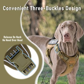 Adjustable No-Pull Tactical Dog Vest Harness for Big Dog Breeds, Siberian Husky Labrador Golden Retriever, Reflective Breathable Oxford Material, Front Leash Clip Control, Army Green, L