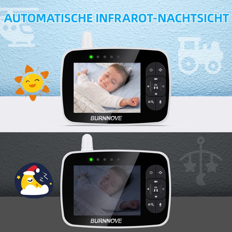 BURNNOVE Baby Monitor with Camera 3.5 Inch Video Baby Monitor