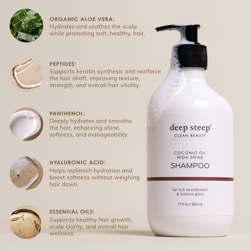 Deep Steep High Shine Coconut Oil Shampoo, 17 oz –