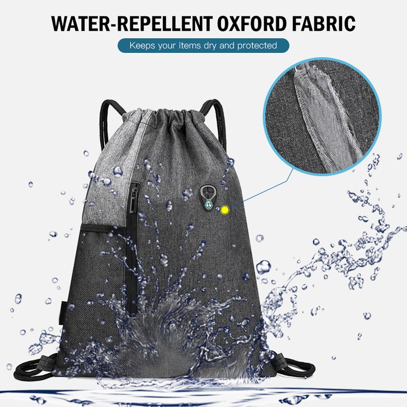 Gym Sack with Earphones Jack Drawstring Backpack Water-resistant Drawstring Bucket