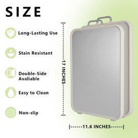 riwome Stainless Steel Cutting Board, Double Sided Cutting Boards for Kitchen, Stainless Steel and Wheat Straw PP Large Chopping Board.Dishwasher safe. (WHITE)