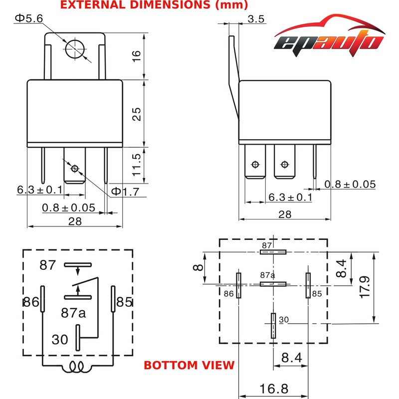EPAuto 30/40 AMP Relay Harness Spdt 12V, 5-PIN SPDT Bosch