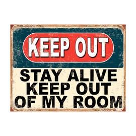 Shawprint Keep Out Stay Alive Keep Out Of My Room Funny Metal Signs Home Pub Indoor & Outdoor Garden Bar Garage Vintage Wall Plaque Gift Retro (A4)