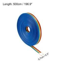Rebower 6-Pin Flat Ribbon Cable IDC Rainbow Colour [for 1.27 mm 0.05 Inch Grid Connections] - 16.4 Ft