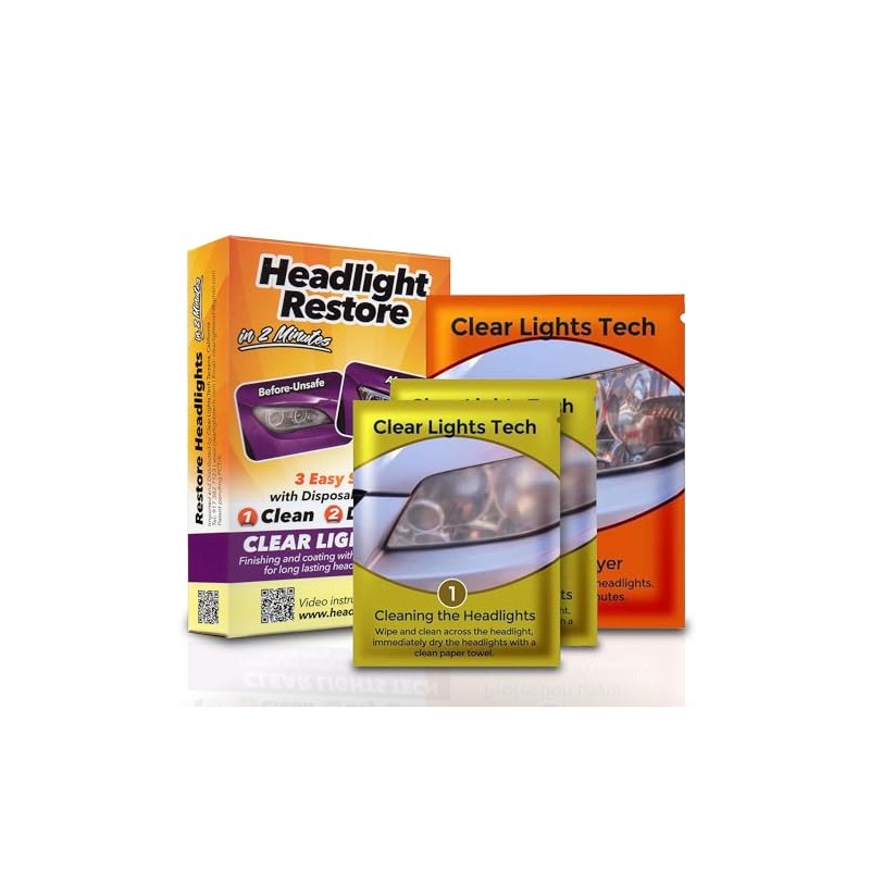 Headlight Restoration Kit - Clear Lights Tech 3-Wipe System