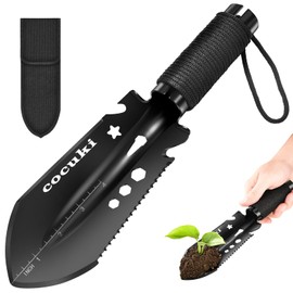 CoCuKi Portable Backpacking Trowel, 9 in 1 Mini Hand Camping Shovel, Ultralight Hori Hori Multi Shovel with Carrying Pouch,for Camping, Gardening, Hiking, Survival
