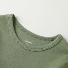 Owlivia 100% Organic Cotton Baby Long Sleeve Pajama Sets, Toddler Boy Girl 2-Piece Sleepwear(4-5T, Olive)