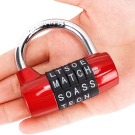 Gym Locker Lock,5 Letter Word Lock,5 Digit Combination Lock,Safety Padlock for School Gym Locker,Sports Locker,Fence,Toolbox,Case,Hasp Storage (Red)