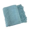 Fennco Styles Irregular Rhombus Diamond Knit Fringe Throw Blanket 50"