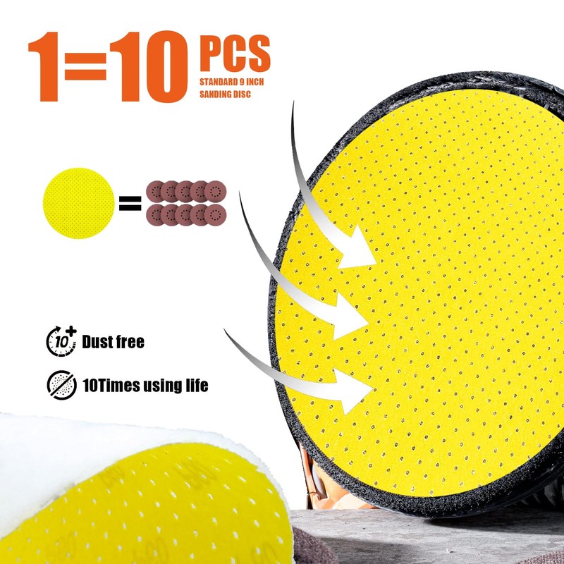 Tshya 25Pcs 225mm 9 Inch Hook Loop Drywall Sanding Discs