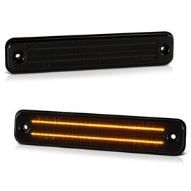 VIPMOTOZ Front Amber Full LED Side Marker Lights Lamps Compatible With 2003-2009 Hummer H2 Smoked Tinted Lens Black Housing Driver & Passenger Side Pair Set