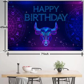 Constellation Taurus Banner Happy Birthday Backdrop Astronomy Themed Zodiac Gifts Taurus Gifts for Women Men Taurus Party Taurus Birthday Party Supplies Zodiac Birthday Party Decorations Décor