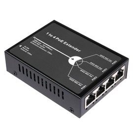 Revotech Metal 60W 4 Port PoE Extender, 3 Modes Available, 1 in 4 Out PoE+ Repeater, 802.3af 30W PoE Output, 60W 802.3BT Input, 100m/250m PoE Extension for PoE Device, Plug and Play (POE5004-V2)