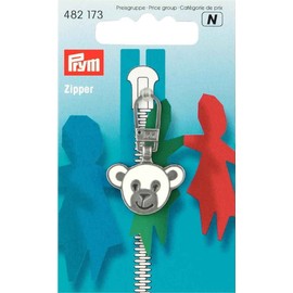 Prym Zipper, Silver, Bär, weiß/Altsilber, 1 Stück