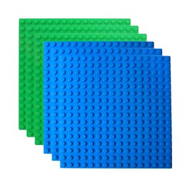 Halann Building Baseplates for Building Bricks Bigger Size Bricks, 10" x 10", 6 Pack, Blue and Green