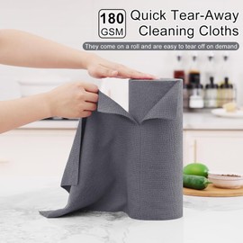 Homaxy Homaxy Tear Away Dish Cloths Rolls, 40 Sheets-11.8" X 11.8", Reusable Washable Dish Towels for Kitchen, Ultra Absorbent and Quick Drying Microfiber Cleaning Rags, Grey