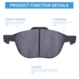 LODGE Replacement for Front Carbon Fiber Ceramic Brake Pads, Truck and Tow Brake Pads Set for CHRYSLER, SEBRING, DODGE AVENGER, COMPASS, PATRIOT (D866-D1037)