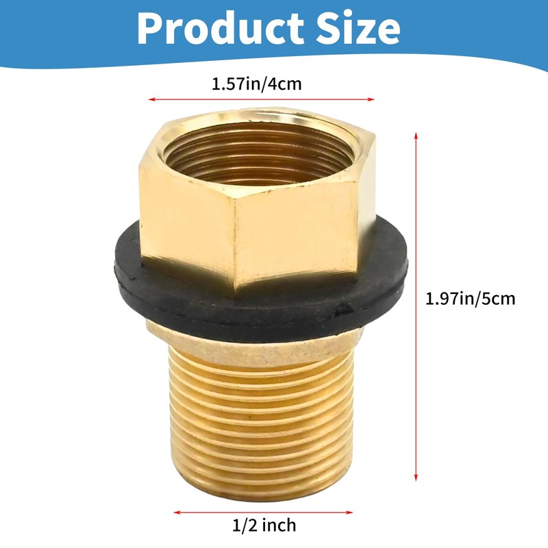 Anxingo 1/2 Inch External Thread & Internal Thread Bulkhead Fittings,