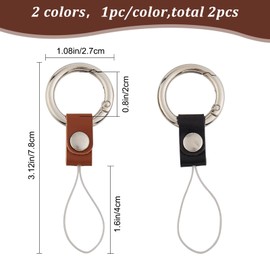 GORGECRAFT 2PCS Keyring with Strap Short Lanyard Black Cell Phone Finger Ring Phone Charms Grip Holders Strap Loop Kickstand for Small Electronic Devices USB Flash Drive MP3 Player Keys ID Card