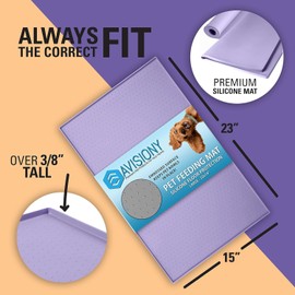 Waterproof Raised Edge BPA Free Silicone Pet Feeding Mat, 23x15 Dishwasher Safe Food Mat Contains Spills & Protects Floors, Placemats for Cats and Dogs Water Bowl, Pets Accessories Lavender