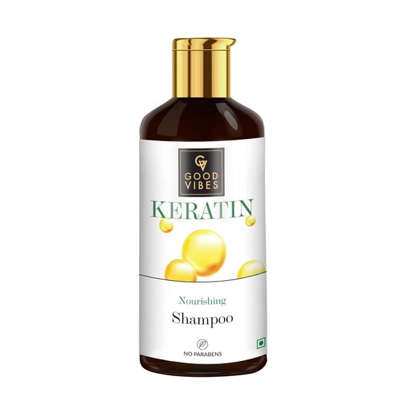 Good Vibes Keratin Nourishing Shampoo - 300 ml - For Dry, Dull and Frizzy Hair - Anti Breakage Volumizing Strengthening Hair Repair