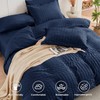 HYMOKEGE Navy Blue Twin Comforter Set Seersucker 5 Pieces, All