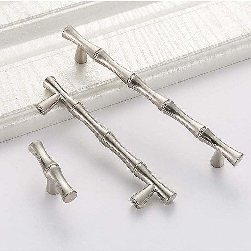 ESreake 6Pcs Bamboo Shape Solid Zinc Alloy Cabinet Knobs Handle