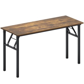 SogesGame Folding Desk 60 inch Large Foldable Computer Desks, Workstation Writing Table for Bedroom, Home Office, Dorm, Apartment, Kids, Adults, No Install Needed, Rustic Brown