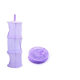 Toys Storage Hanging Mesh Basket,3 Tiers Space Saver Bags Portable Foldable Mesh Bag Bedroom Wall Door Closet Kids Toys Organizer Laundary Basket Hanging Shelves Pockets (purple)