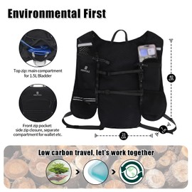 BBAIYULE® Lightweight Running Backpack Outdoor Sports Trail Racing Marathon Hiking Fitness Bag Hydration Vest Pack for Men Women (Backpack with1.5Lhydration bladder)