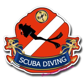 2 x Glossy Vinyl Stickers - Scuba Diving Diver PADI BASI Laptop Decal #0098 (As Shown.)