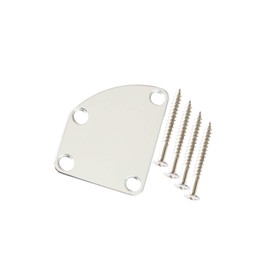 Metallor Electric Guitar Neck Plate Curved Cutaway Semi Round Neck Joint Back Mounting Plate 4 Holes with Screws Compatible with Stratocaster Telecaster Style Guitar Bass Parts Replacement