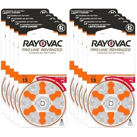 Rayovac Proline Advanced Hearing Aid Batteries | Size 13 | World's Longest Lasting Battery | Child-Resistant Packaging (60)