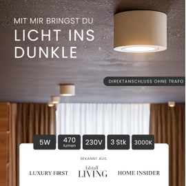 MATO 3x LED Surface-Mounted Spotlights White - Extra Flat & Swivelling - Diameter 80 x 50 mm - Surface-Mounted Ceiling Spotlight Including 5 W LED Module 230 V - 3000 K Warm White - Ceiling