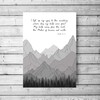 Psalm 121 Print, Mountains Wall Art Bible Verse Quote,Christian Men
