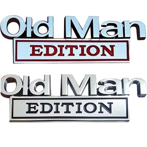 2PCS Old Man Edition Car Emblem Car Stickers 3D Metal