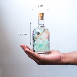 myBageecha- Frolicking Blues Preserved Tabletop Natural Long Lasting Beautiful Real Flower Home Interior Decor Desk Mini Garden Decoration Herbarium Eco-Friendly Gift Glass 17.5cm x 7cm