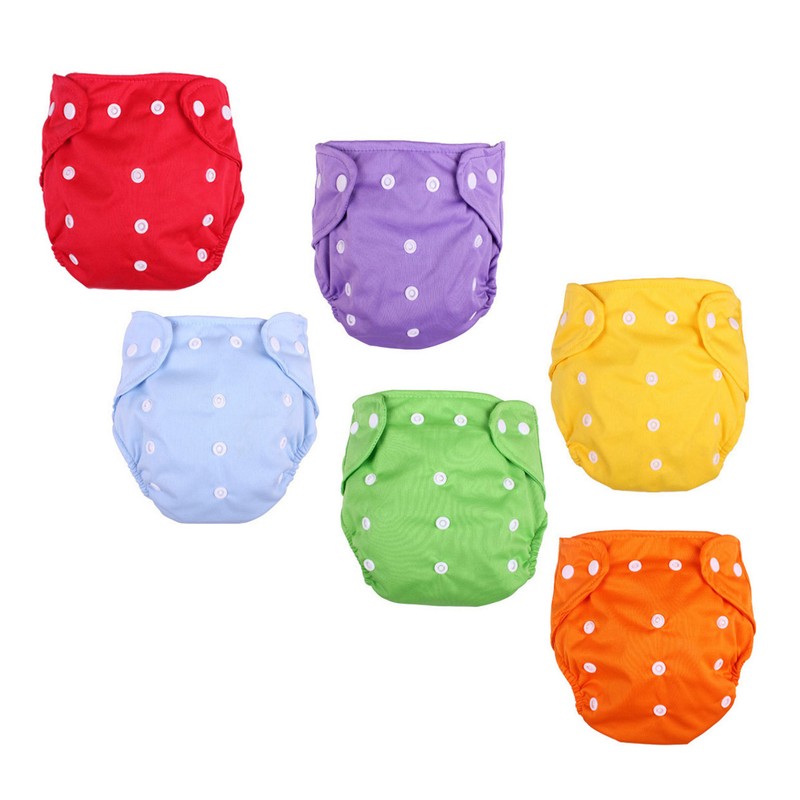 6PCS Baby Cloth Diapers Adjustable Washable Reusable Soft Breathable Infant