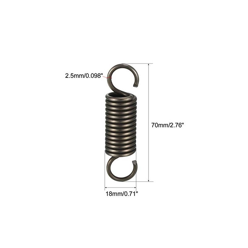 sourcing map Extended Tension Spring Wire Diameter 0.098", OD 0.71",