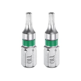 HARFINGTON 2pcs Torx Screwdriver Bit T10H 1/4" Hex Shank 25mm/1" Length Magnetic Star 6 Point Head Hex Bits S2 Steel Electric Screw Driver Bit with Hole Torx Head