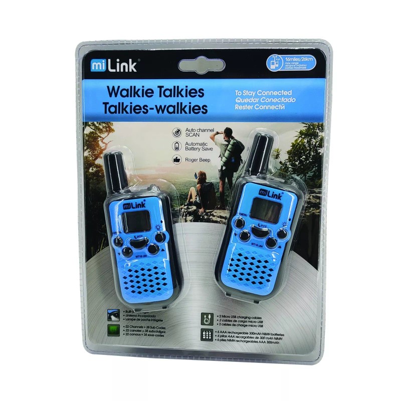 miLink Two Way Radio PTT Walkie-Talkies w 22 Channels w