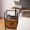 Swivel Lift Top Nightstand with Charging Station, 2-Tier 360° Adjustable